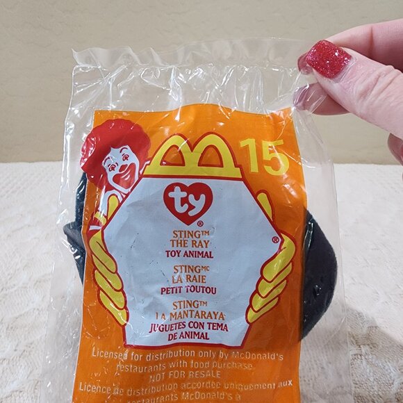 2000 TY TEENIE BEANIE BABIES McDonald's Happy Meal STING THE RAY #15 Plush NIP - Picture 6 of 6